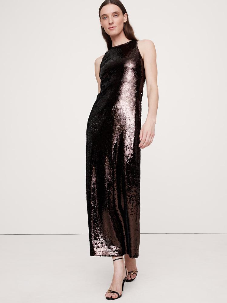 stretch-sequin maxi dress