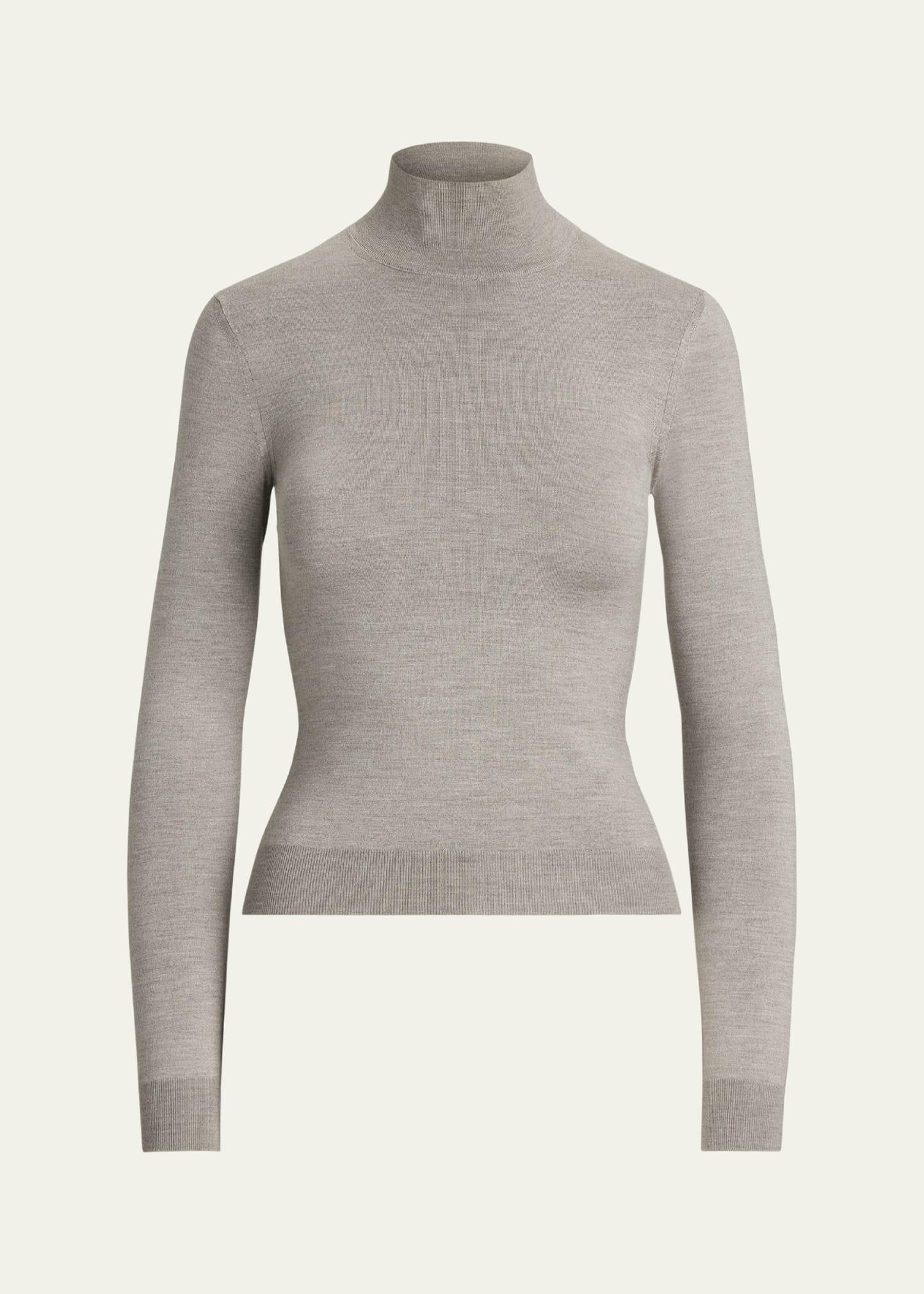 stretch silk jersey mockneck sweater