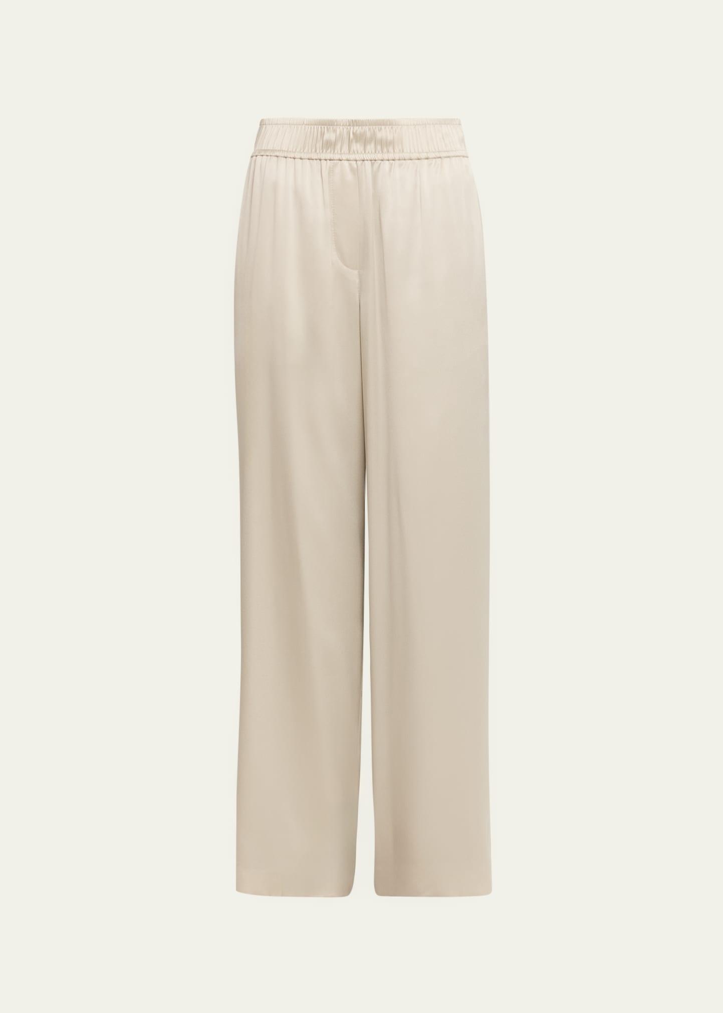 stretch silk satin track trousers