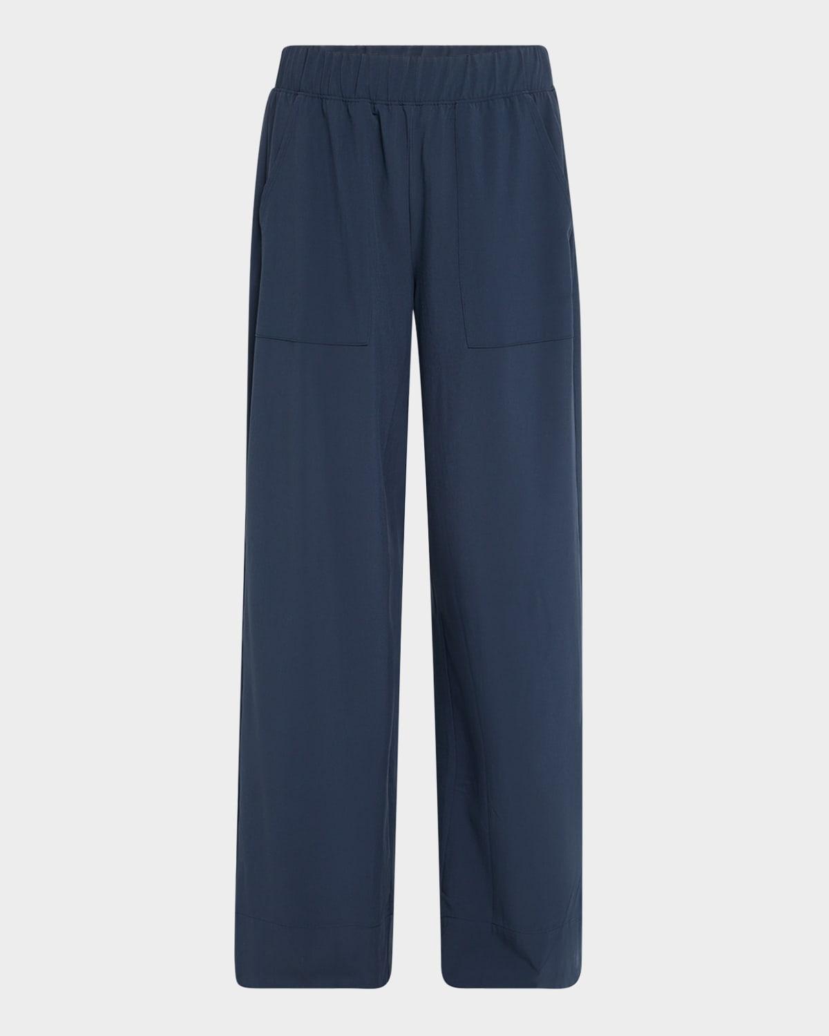 stretch woven wide-leg pants
