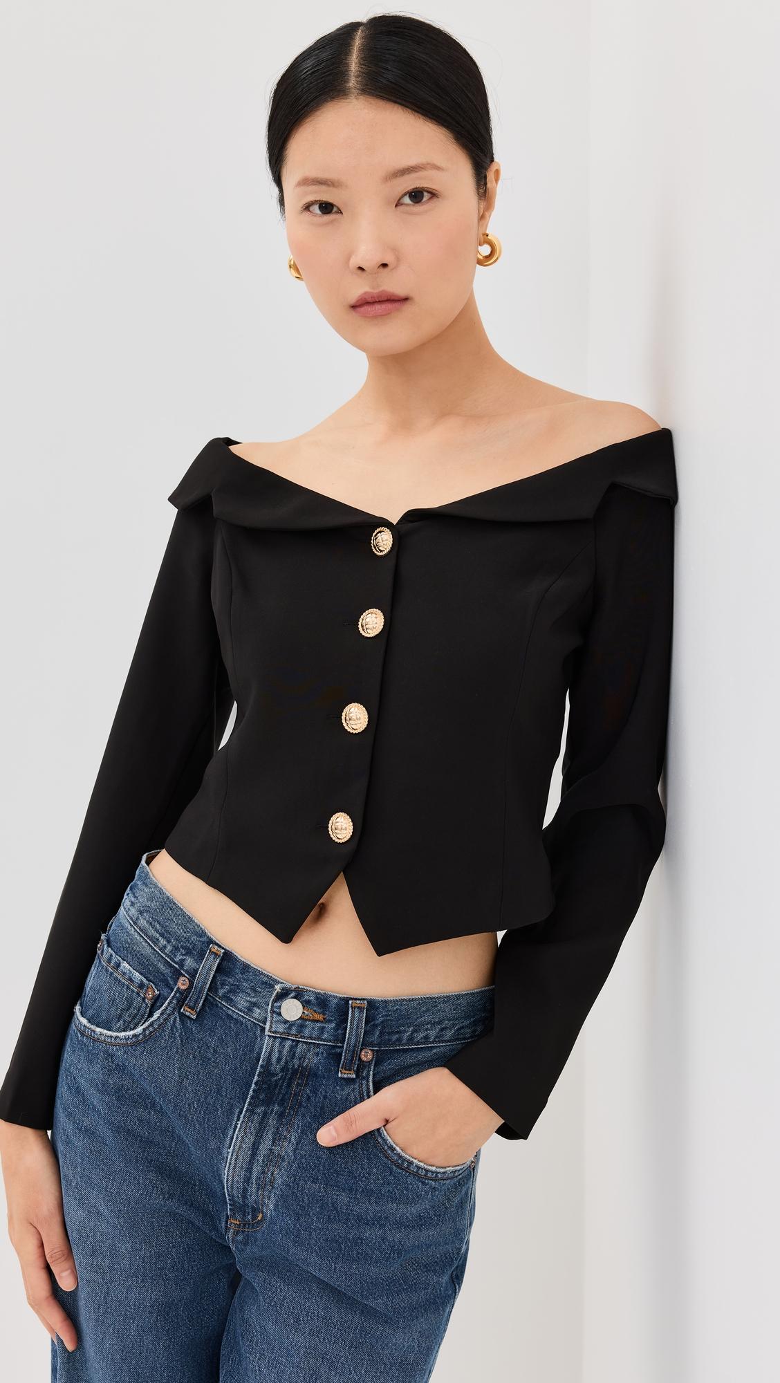 stretched off shoulder blazer top