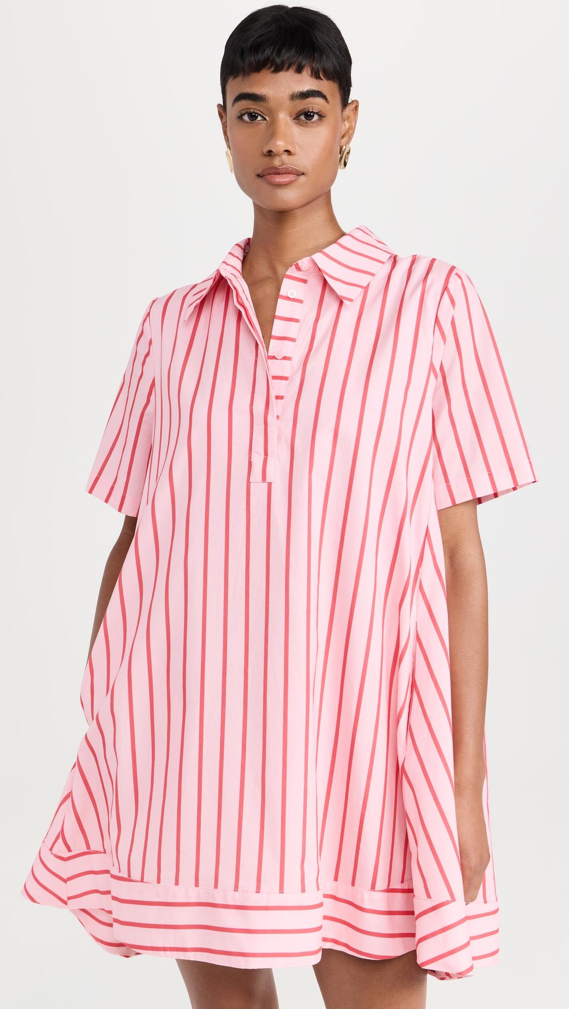 stripe a-line shirt dress