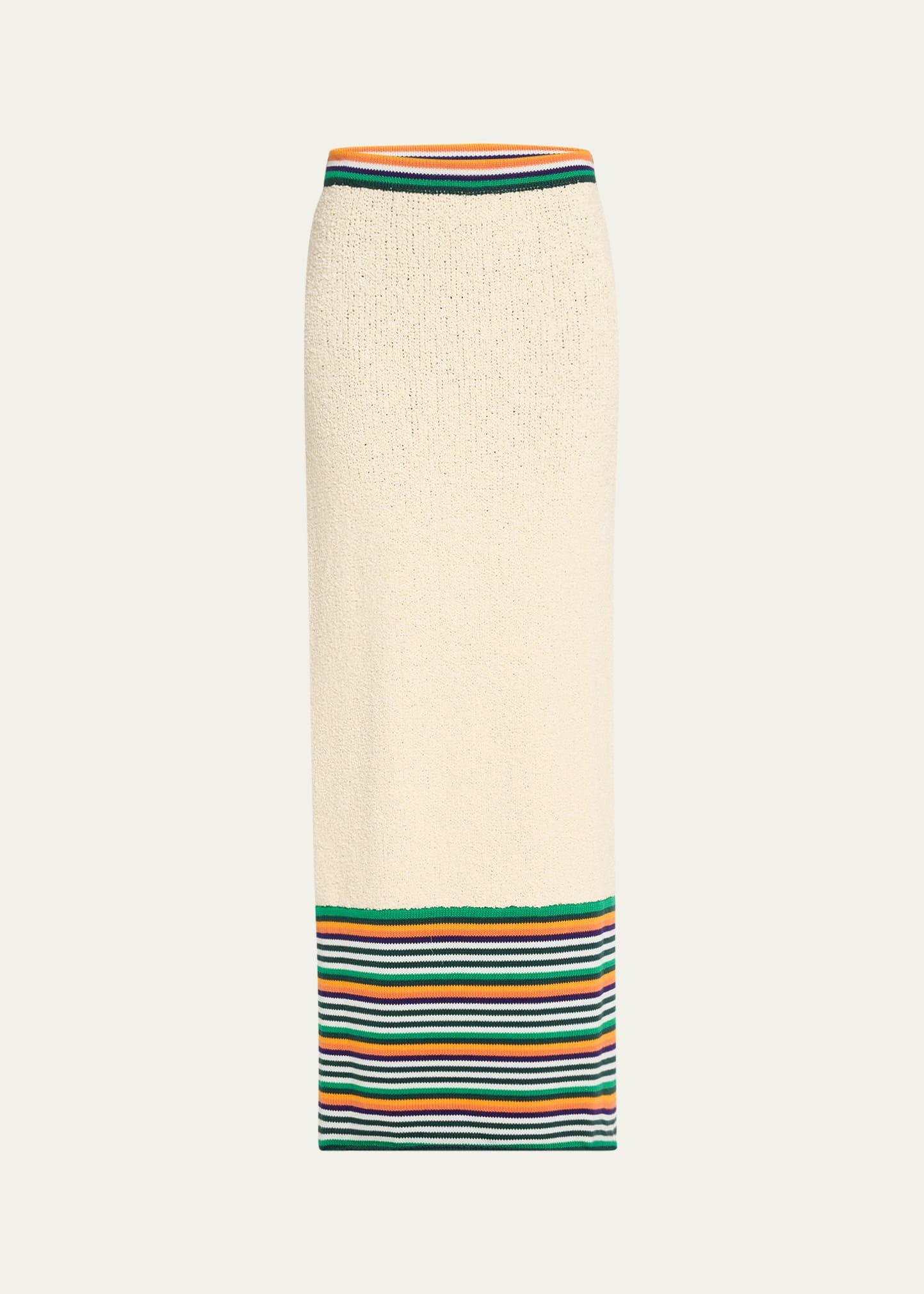 stripe boucle knit pencil skirt