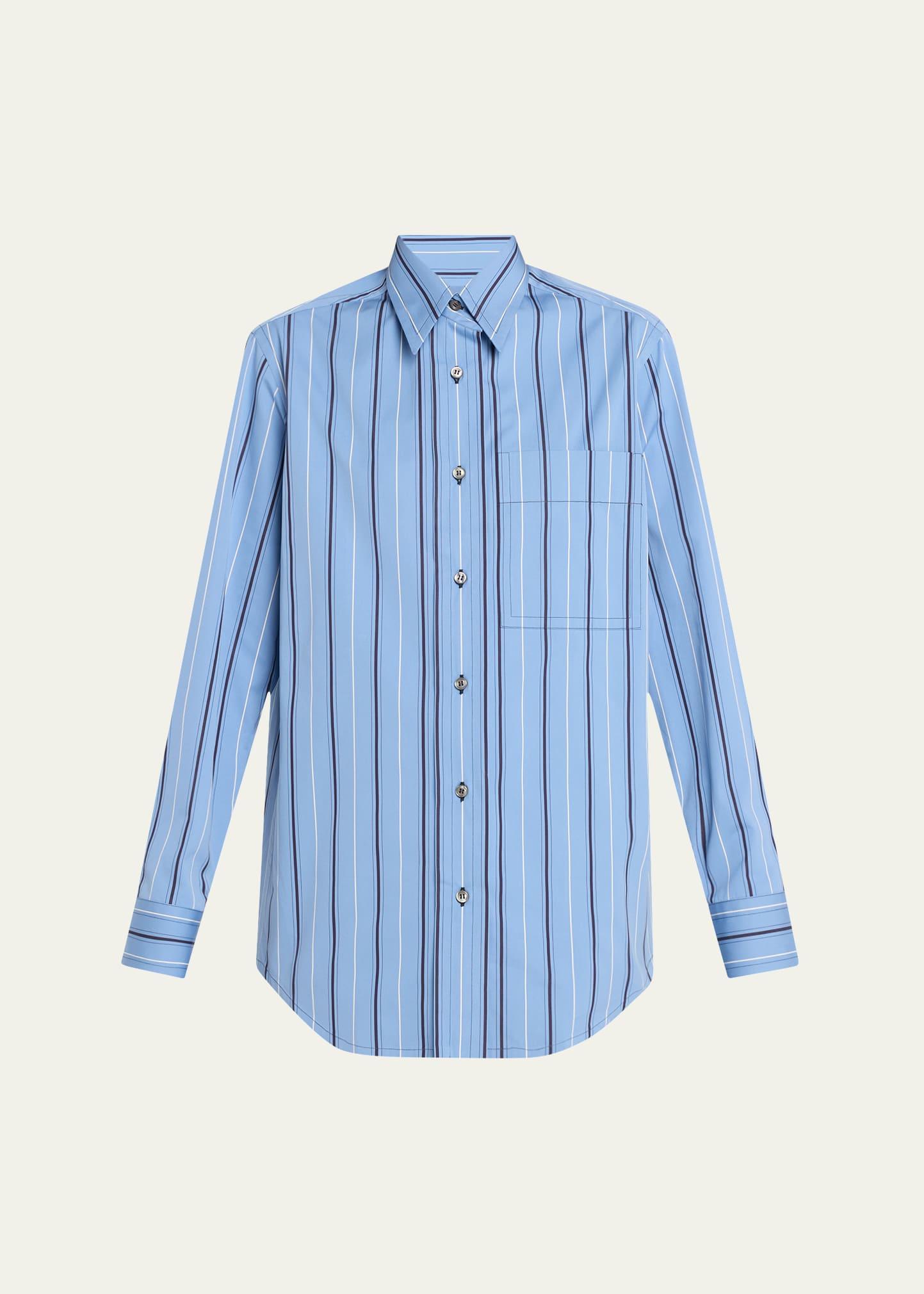stripe button down cotton twill shirt