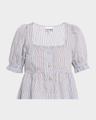 stripe button-front blouse