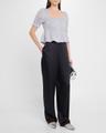 stripe button-front blouse