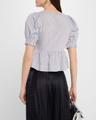 stripe button-front blouse