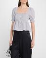 stripe button-front blouse