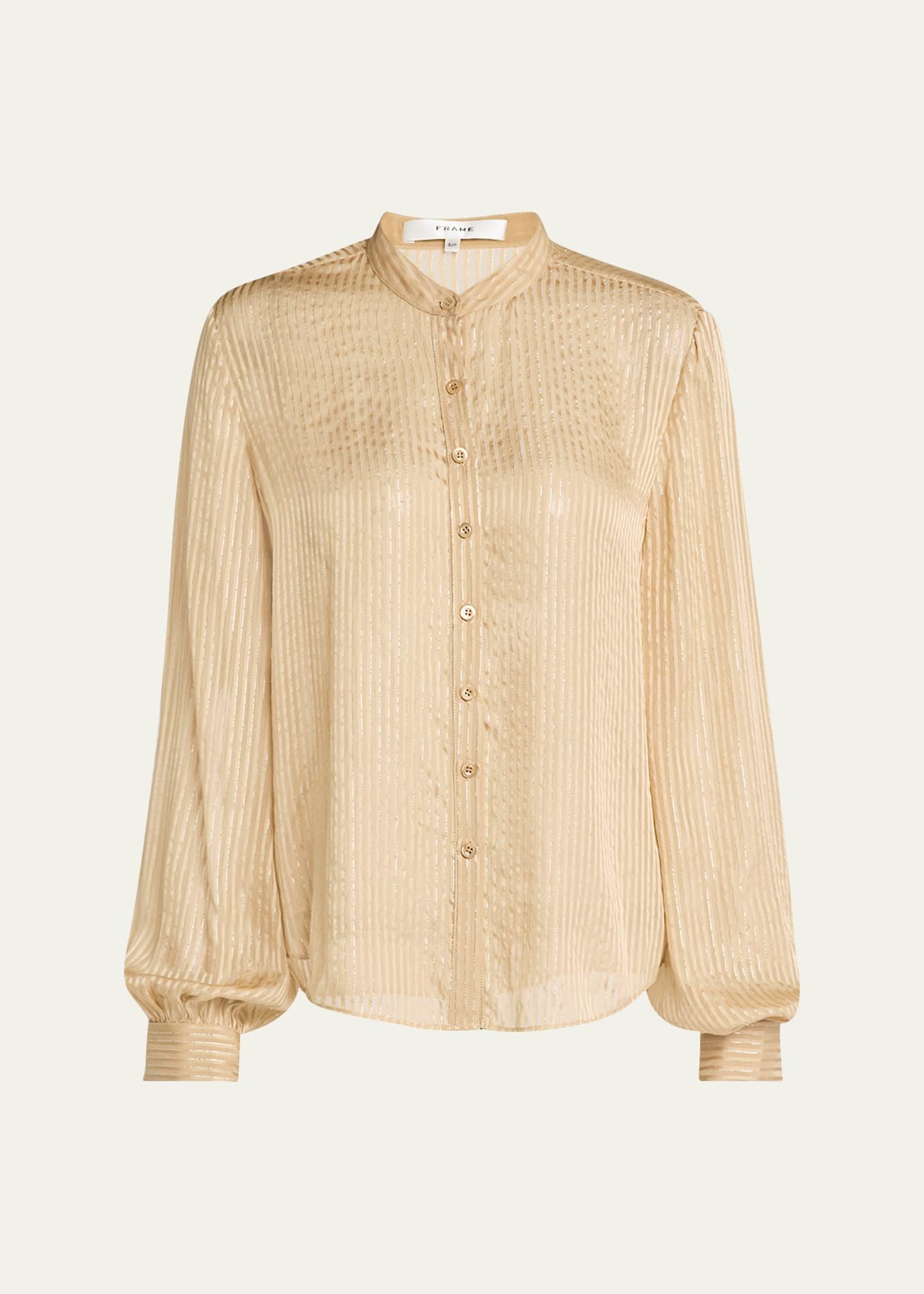 stripe button-front blouse