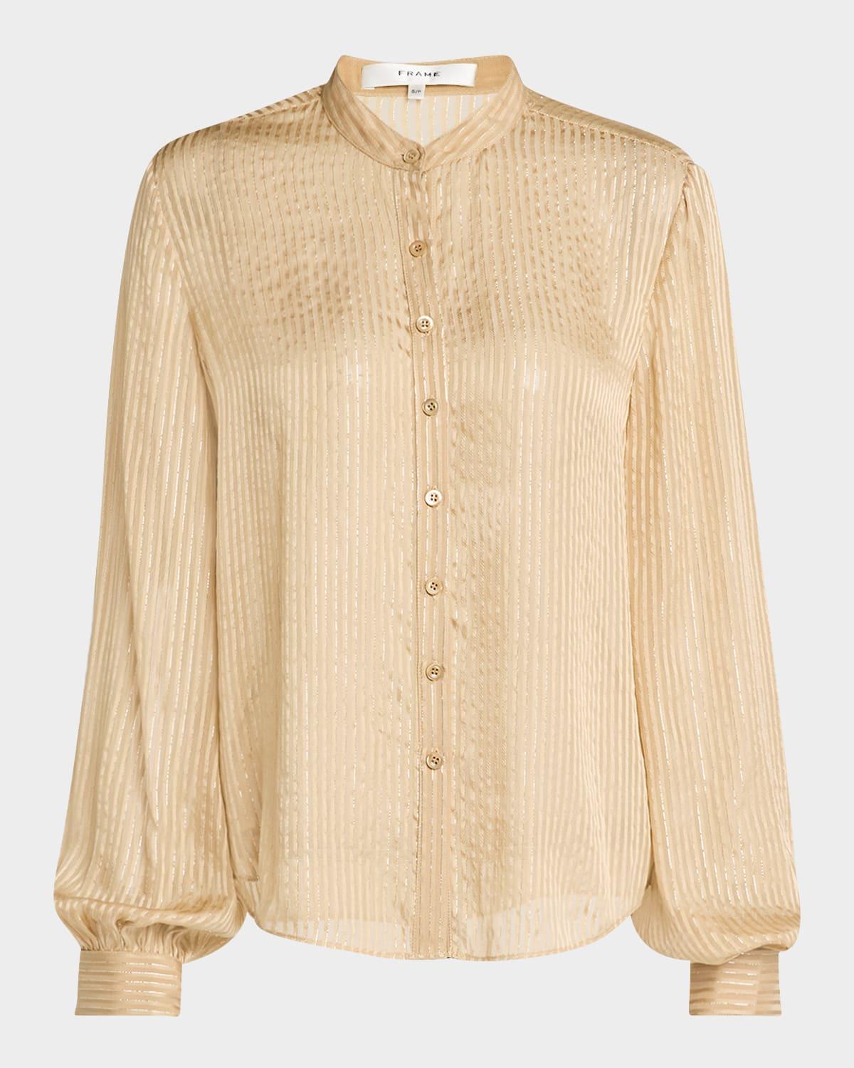 stripe button-front blouse