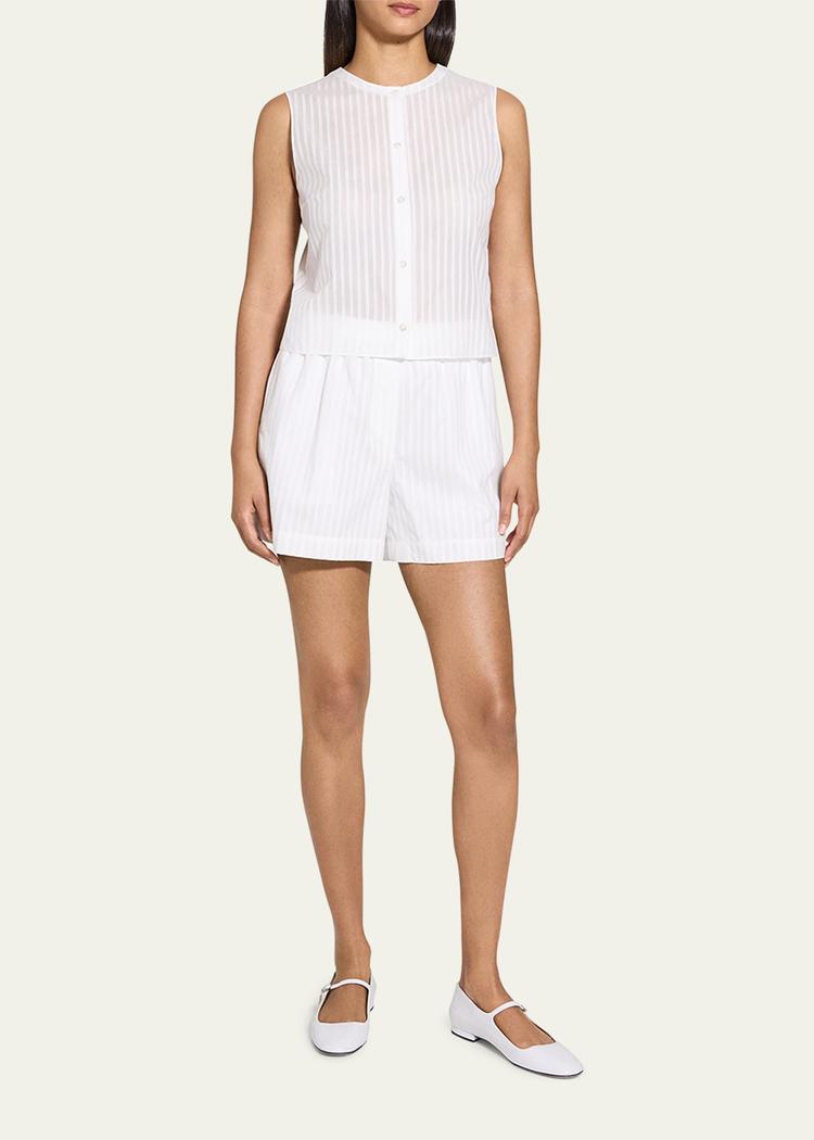 stripe button-front sleeveless shell