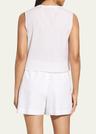 stripe button-front sleeveless shell