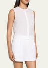 stripe button-front sleeveless shell