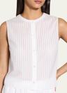 stripe button-front sleeveless shell