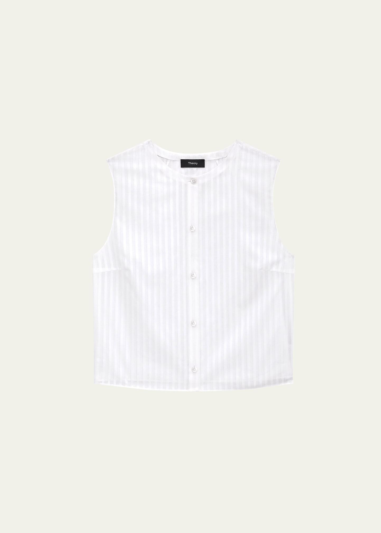 stripe button-front sleeveless shell