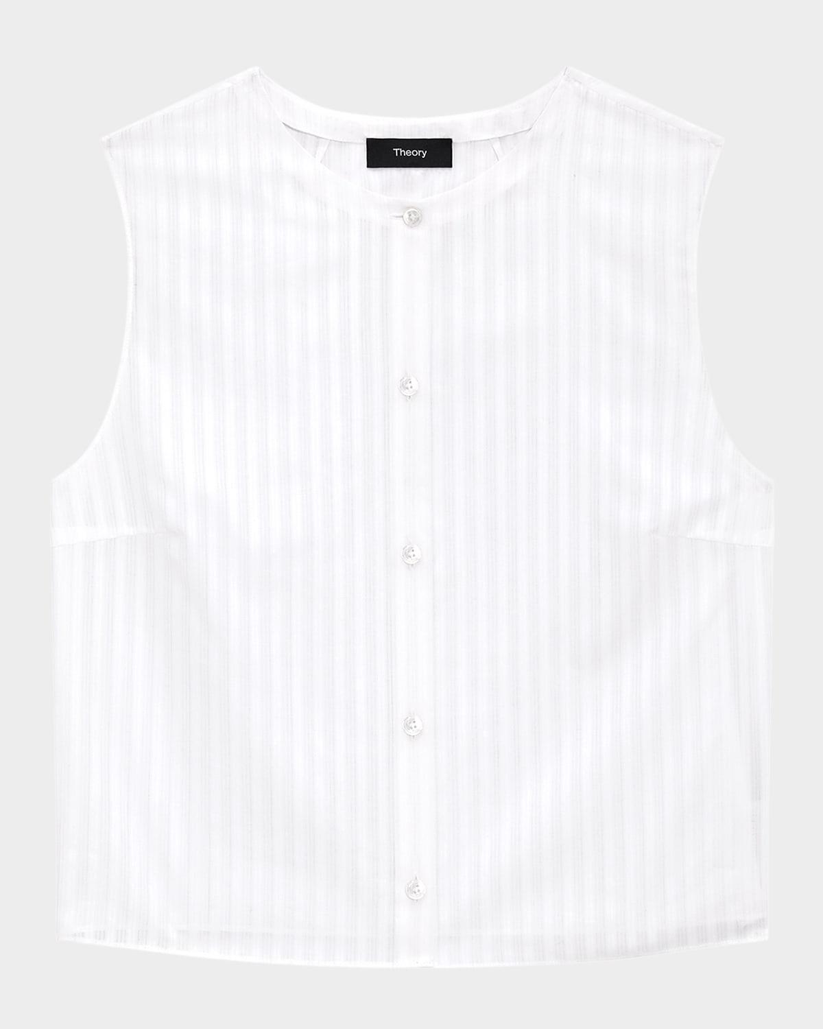stripe button-front sleeveless shell