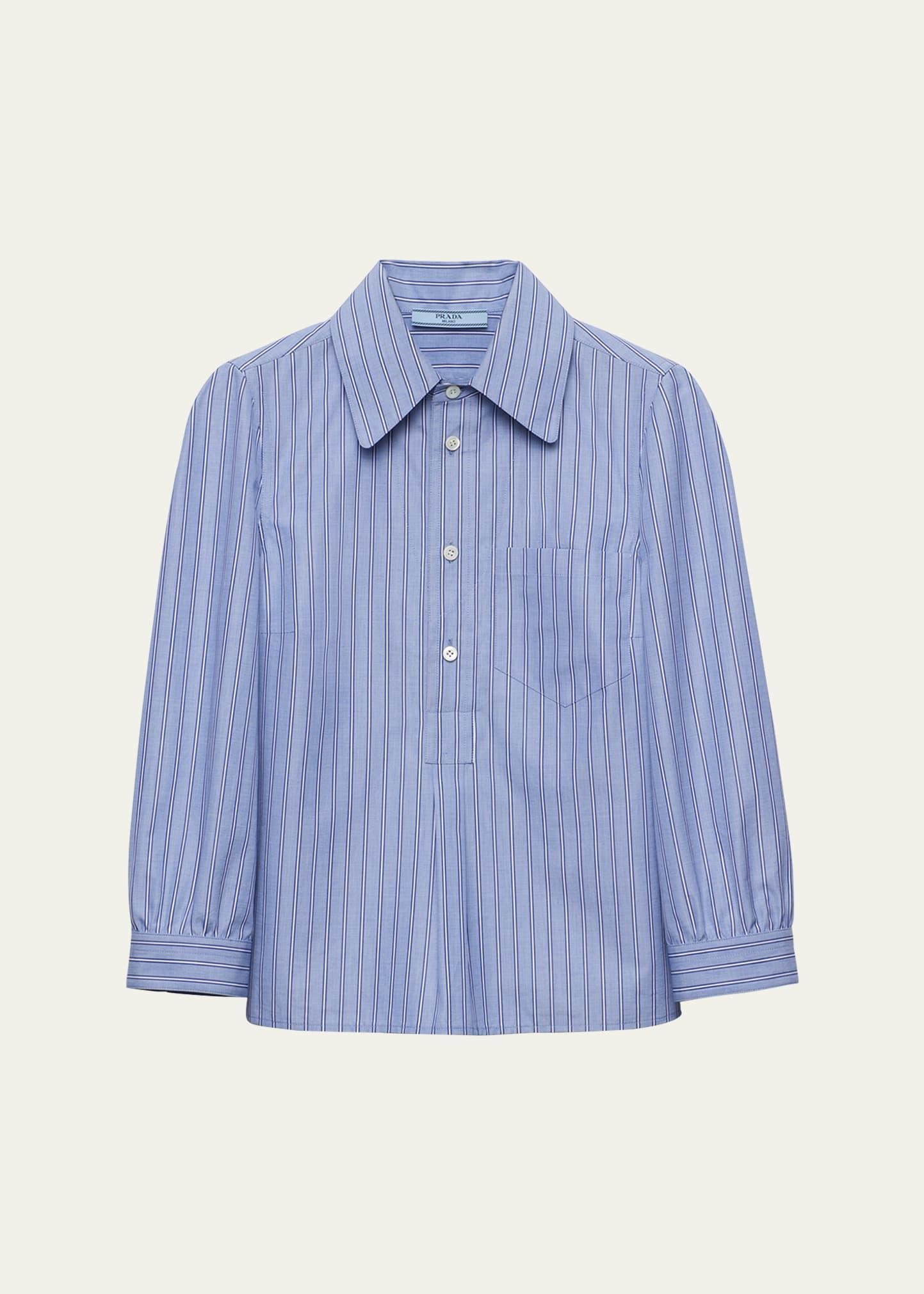 stripe chambray three-quarter sleeve top