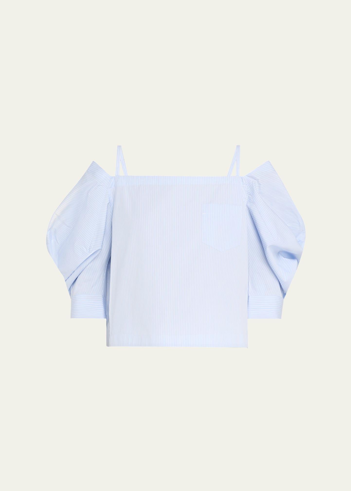 stripe cold-shoulder poplin blouse