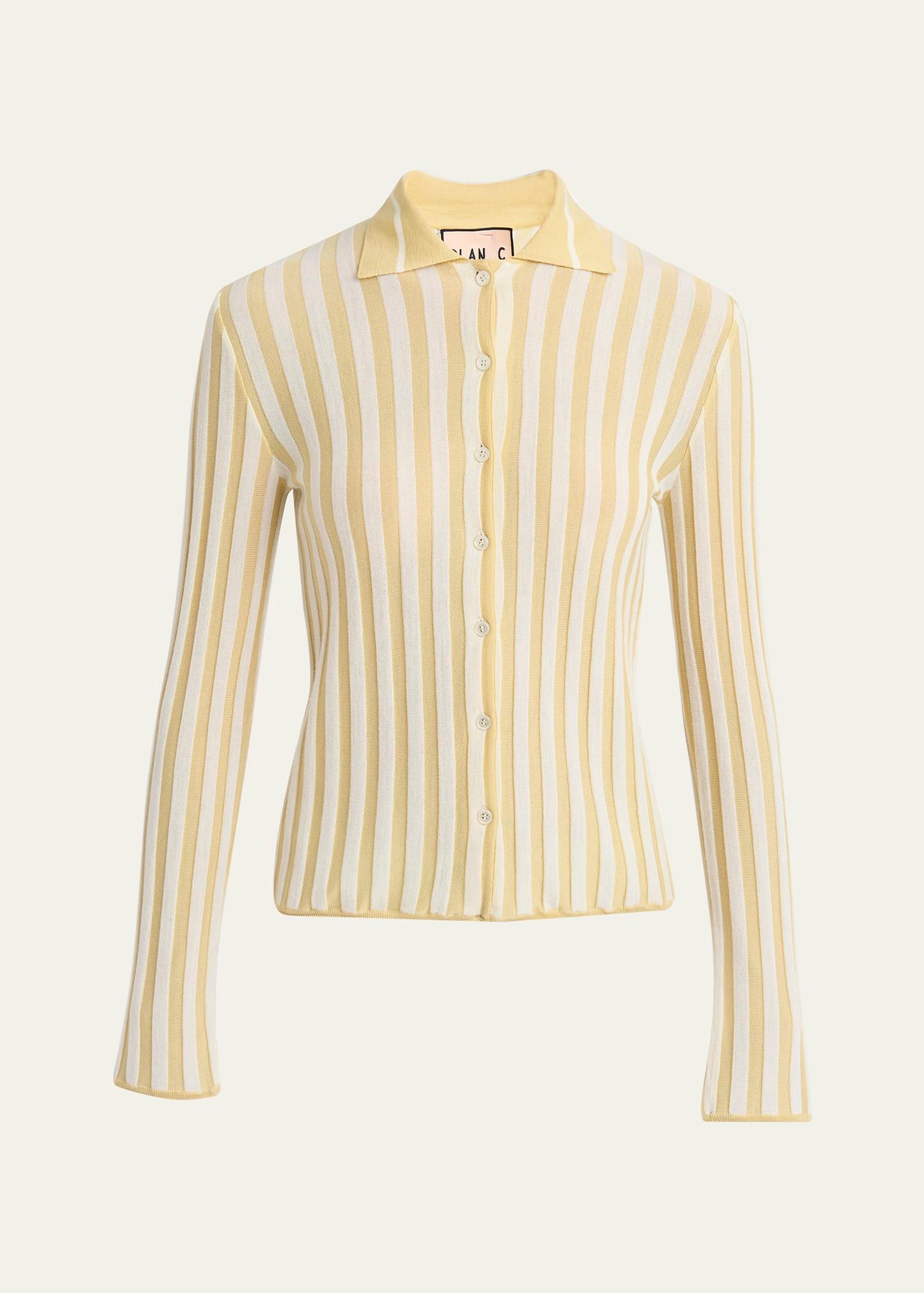 stripe collared wool cardigan
