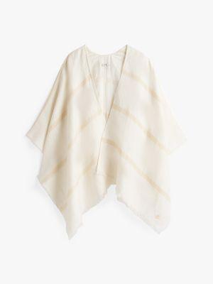stripe cotton-linen blend cape