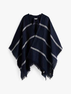 stripe cotton-linen blend cape