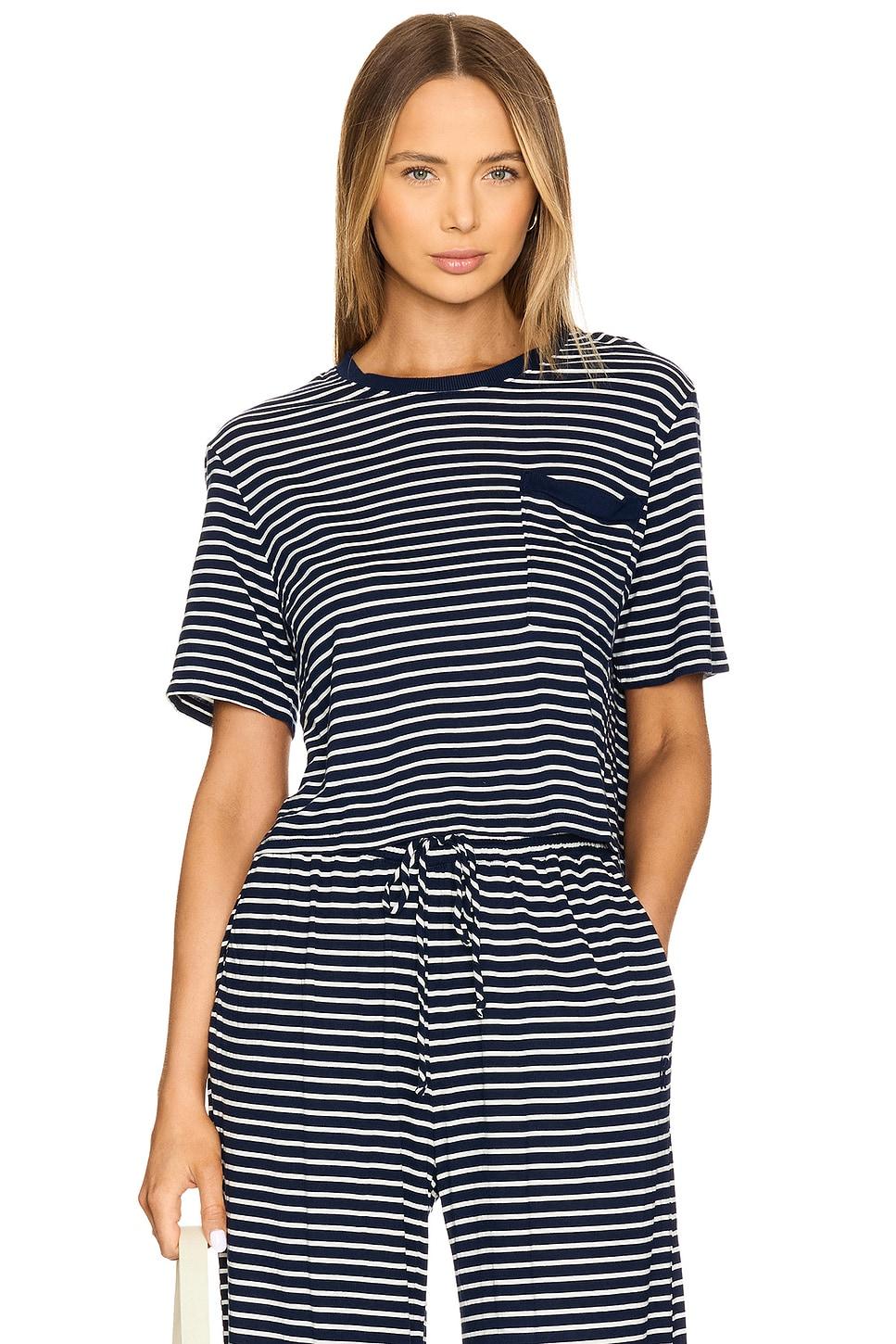stripe crop pocket tee