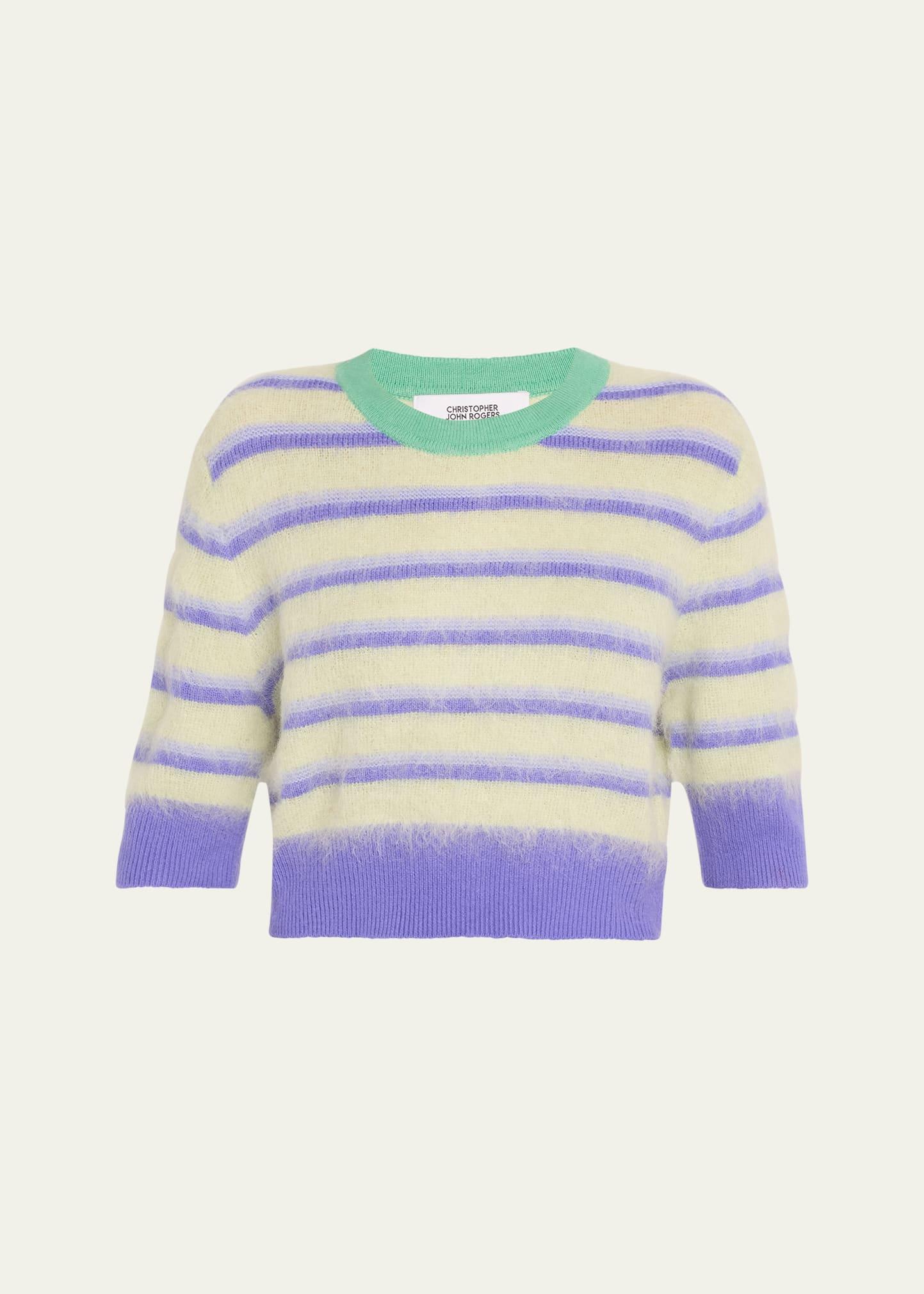 stripe cropped mohair wool ringer tee