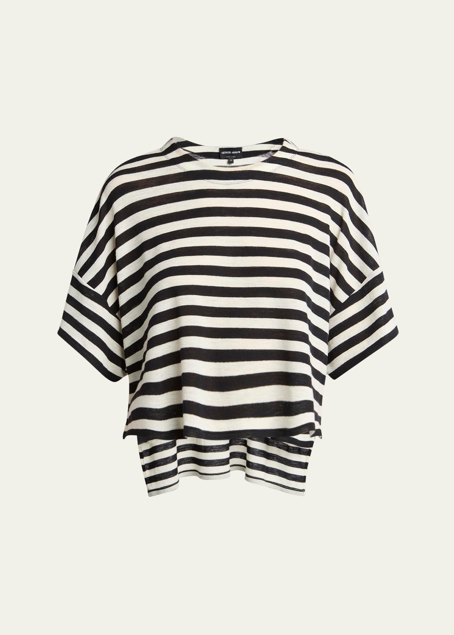 stripe high low wool t-shirt