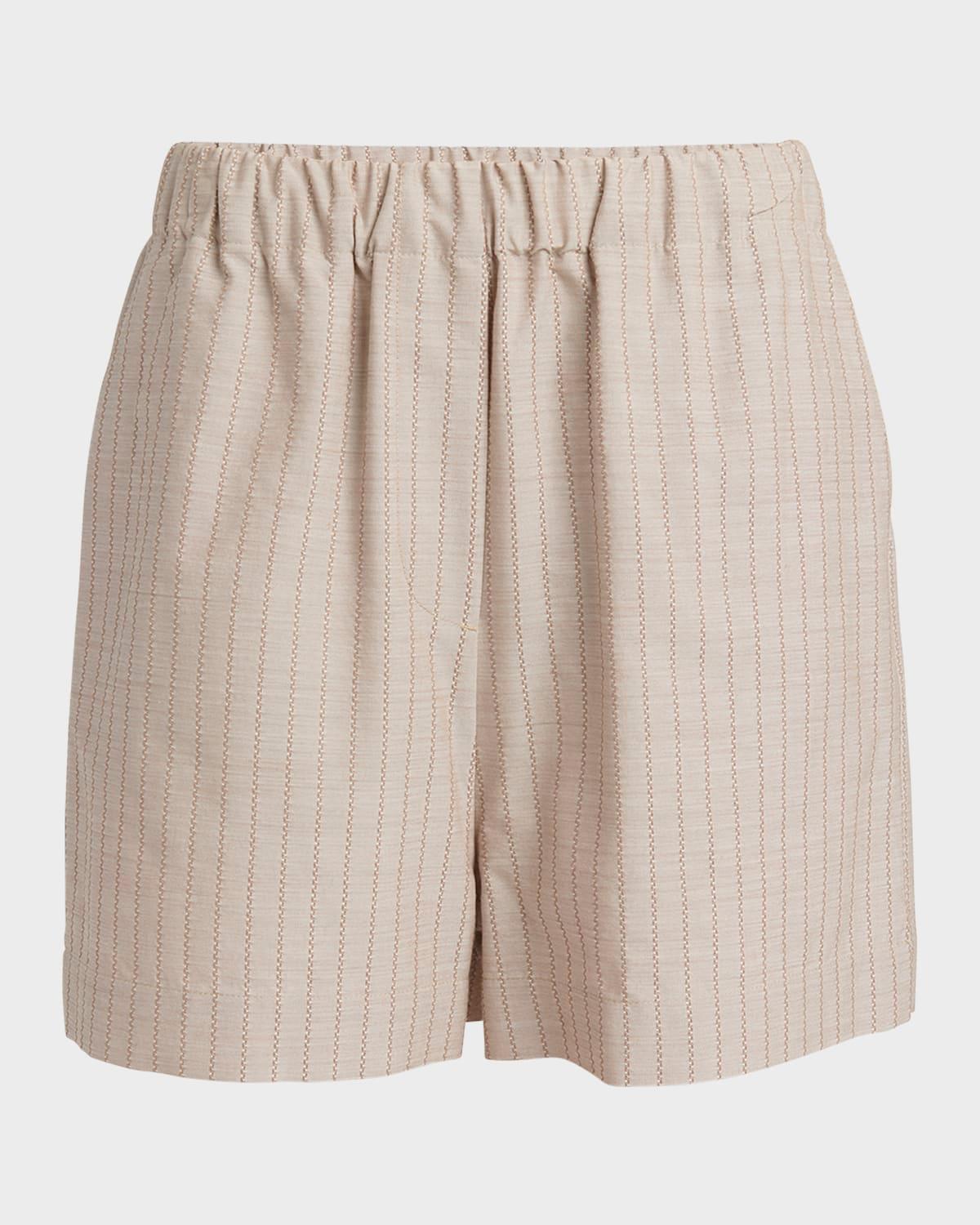 stripe jacquard pull-on shorts