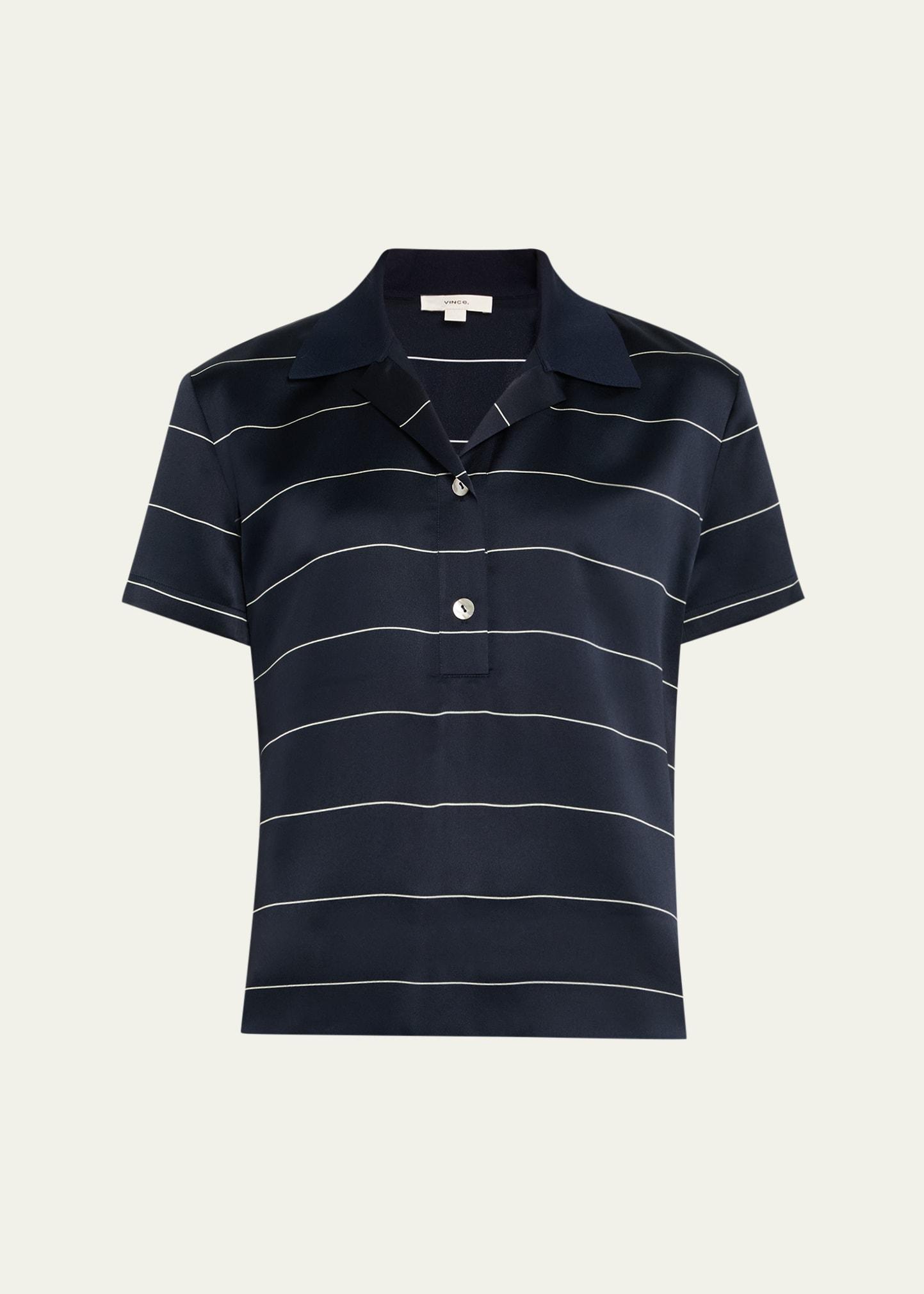 stripe knit collar polo shirt