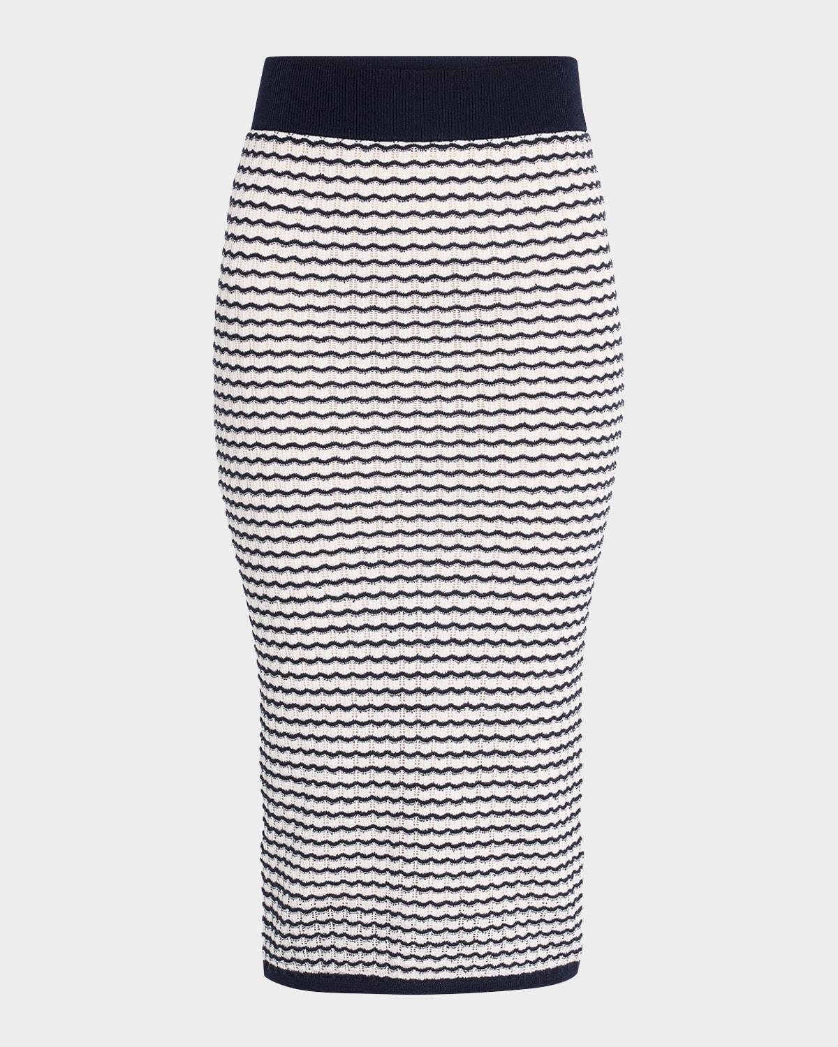 stripe knit midi skirt