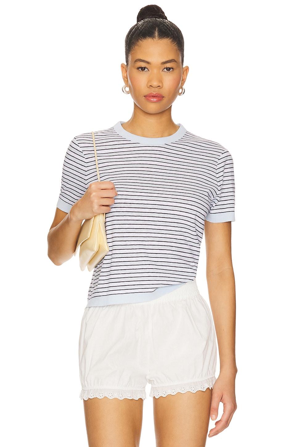 stripe linen short sleeve tee