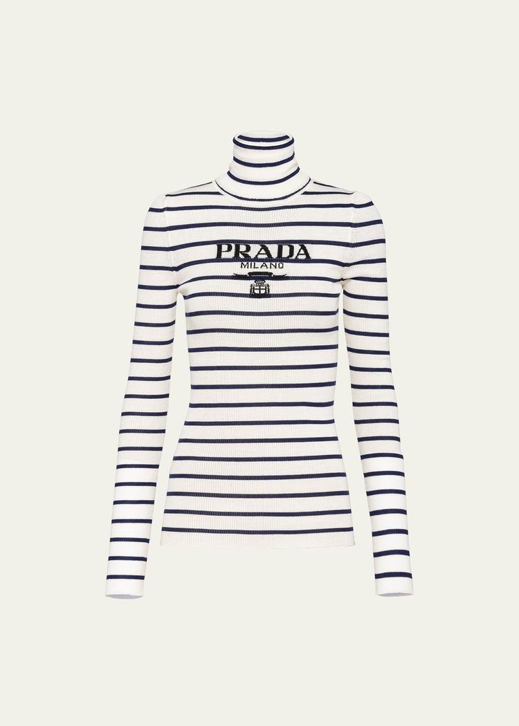 stripe logo-intarsia turtleneck sweater