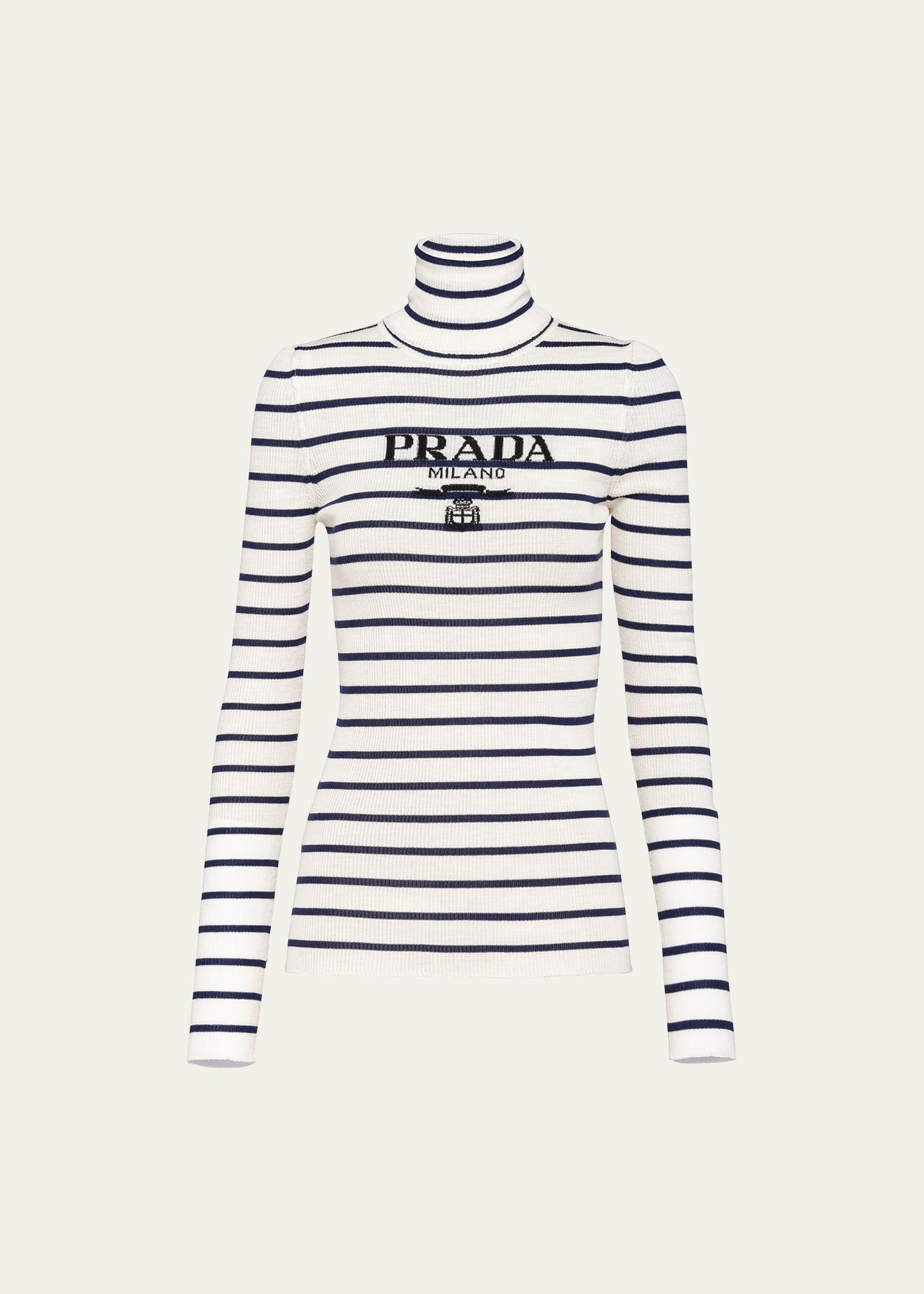 stripe logo-intarsia turtleneck sweater