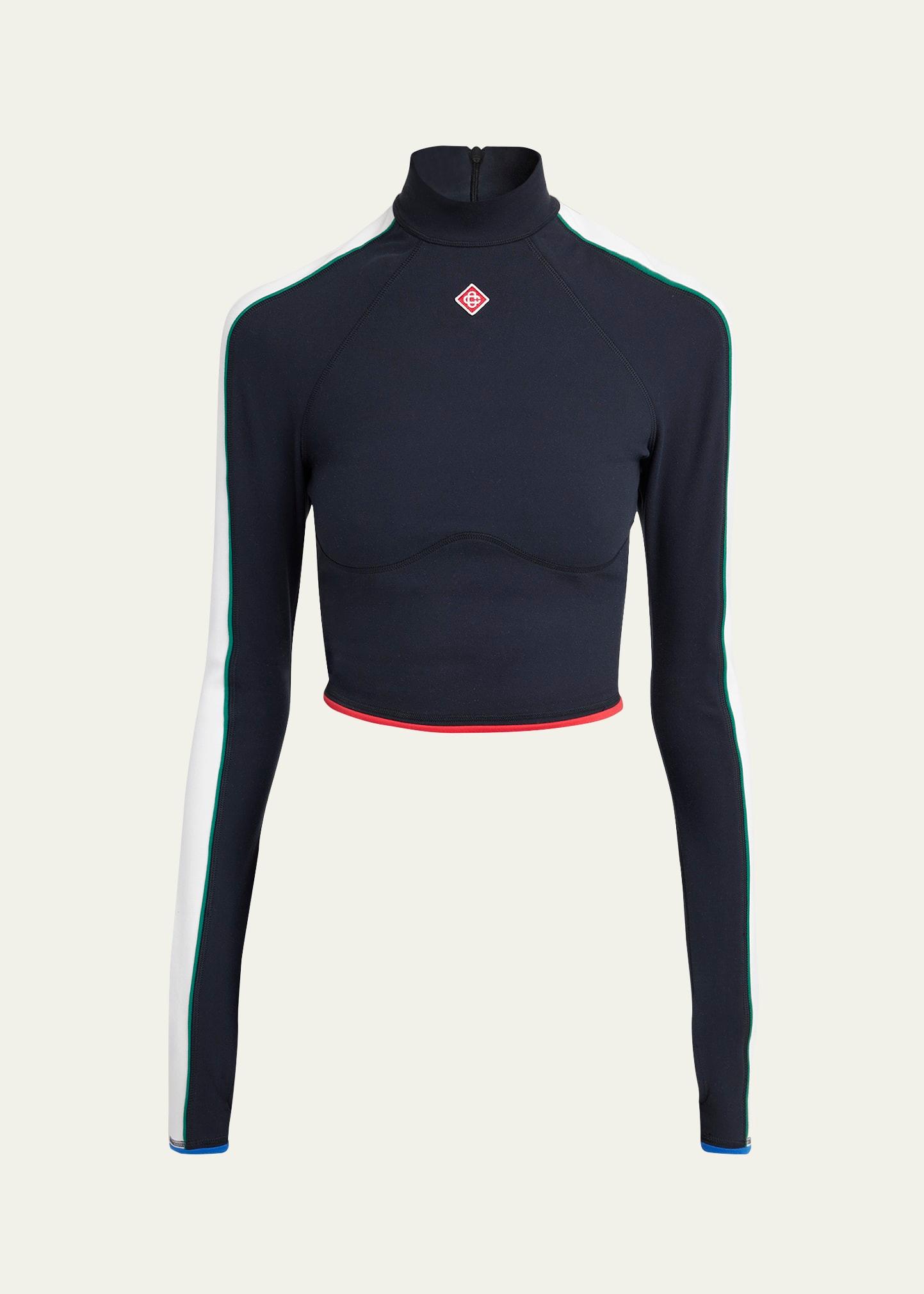 stripe long-sleeve cropped activewear top
