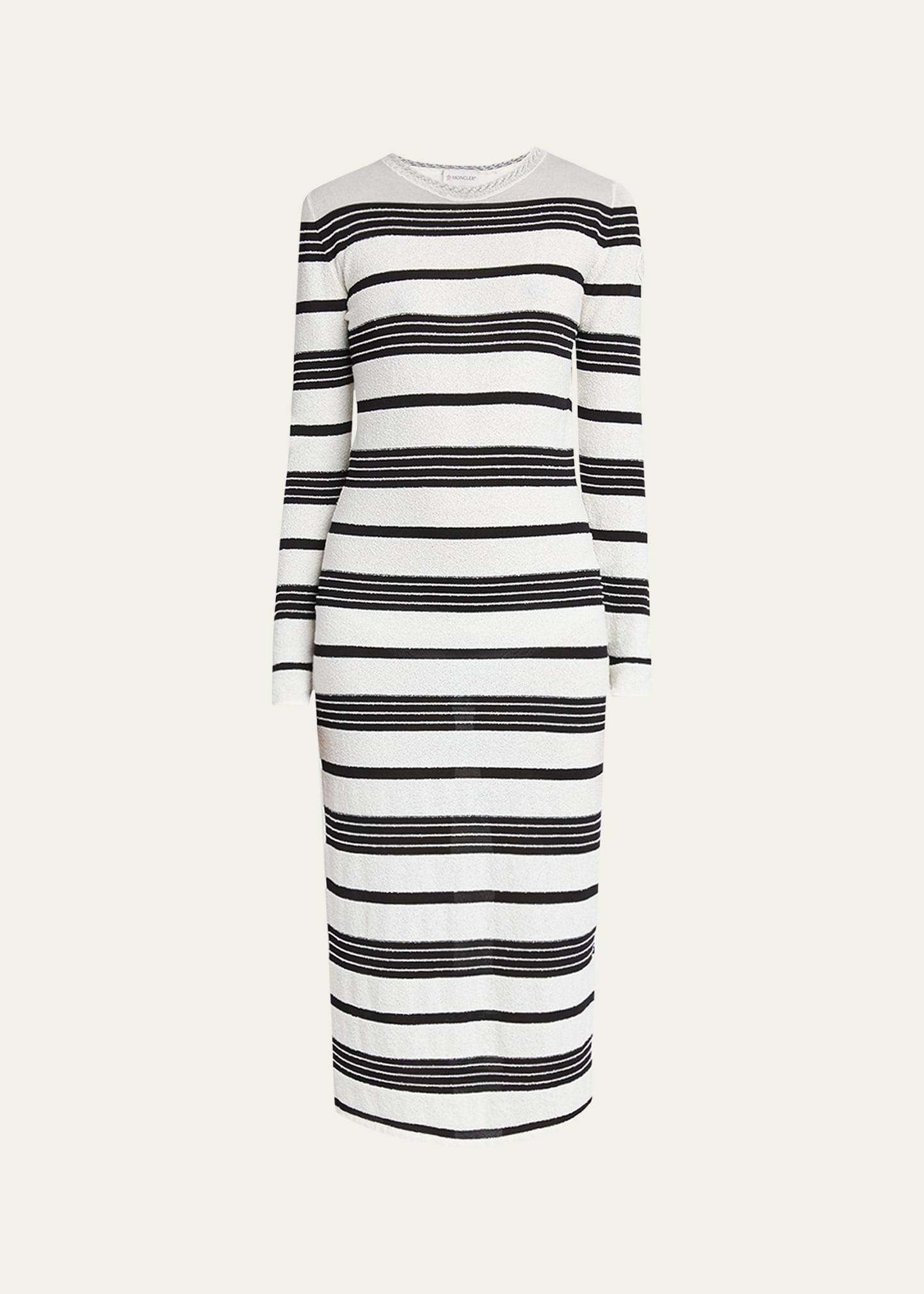 stripe long-sleeve midi dress