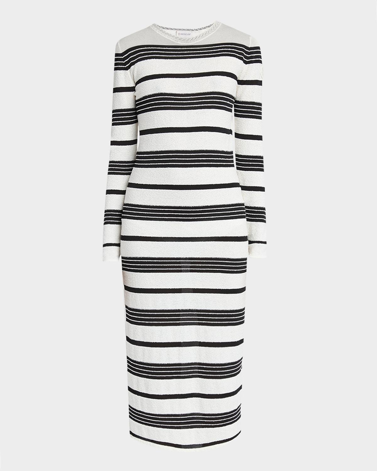 stripe long-sleeve midi dress