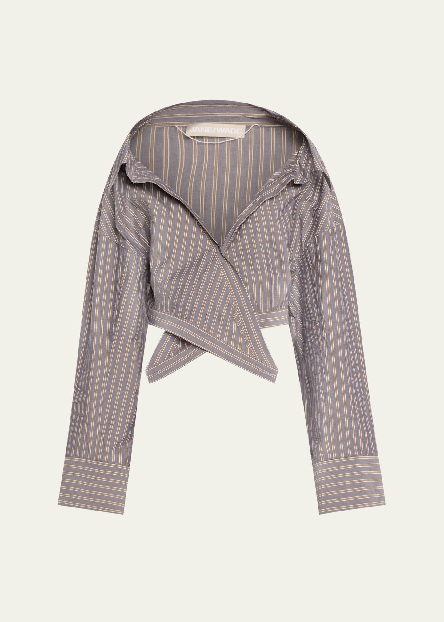 stripe long-sleeve wrap shirt