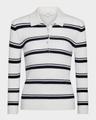 stripe mulberry silk-blend polo top