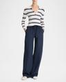 stripe mulberry silk-blend polo top