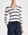 stripe mulberry silk-blend polo top