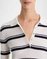 stripe mulberry silk-blend polo top