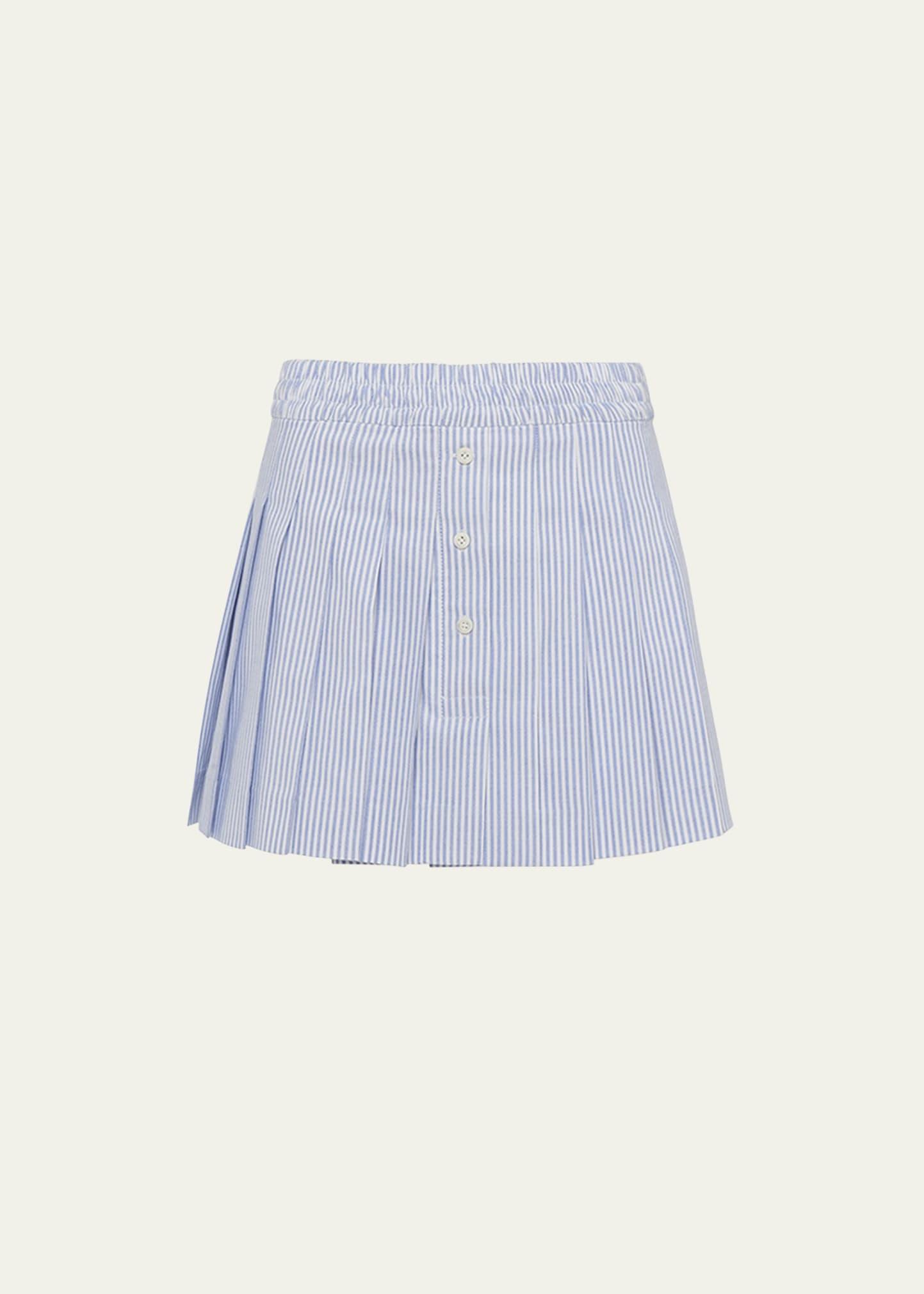 stripe oxford pleated mini skirt