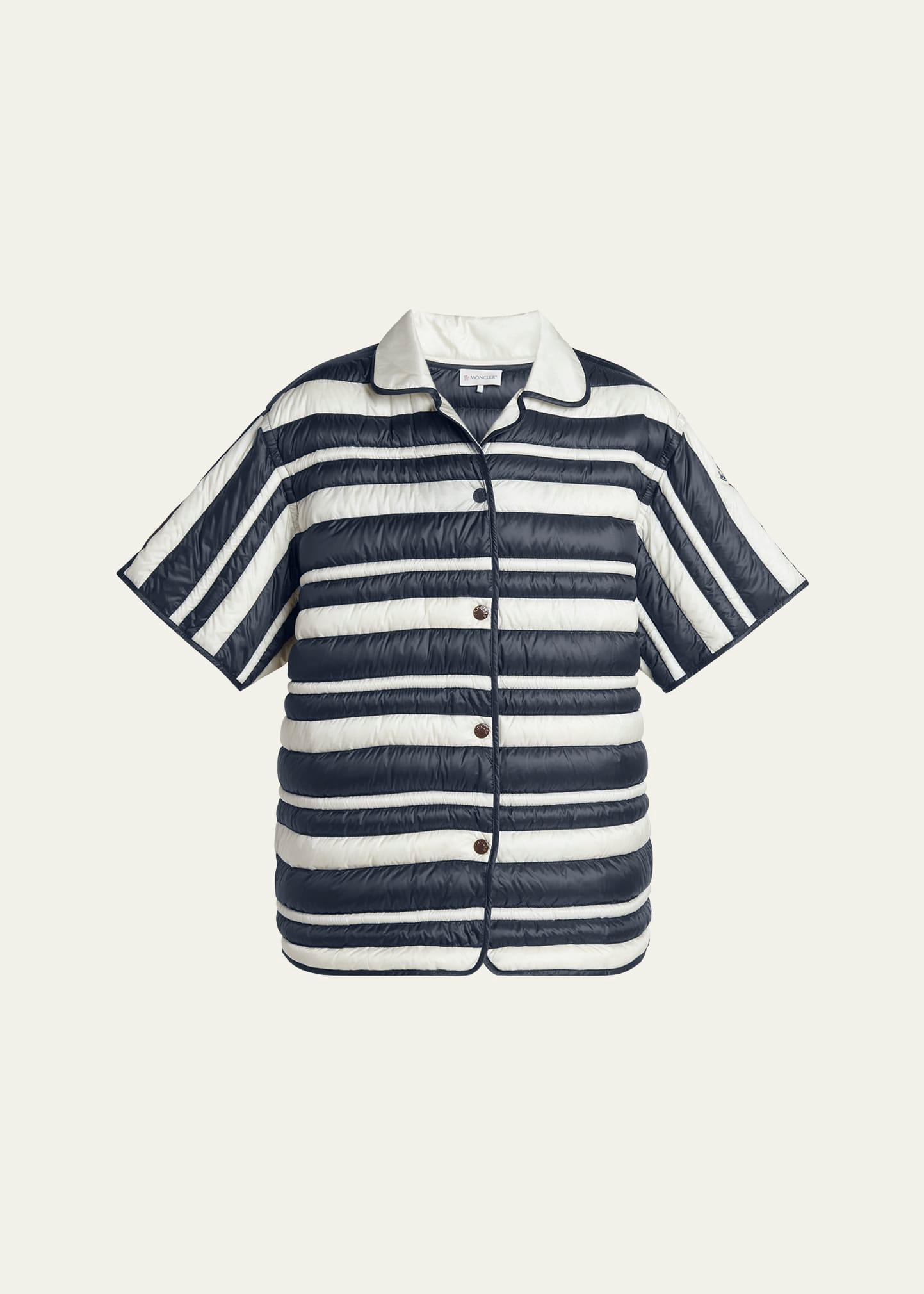 stripe padded short-sleeve shirt
