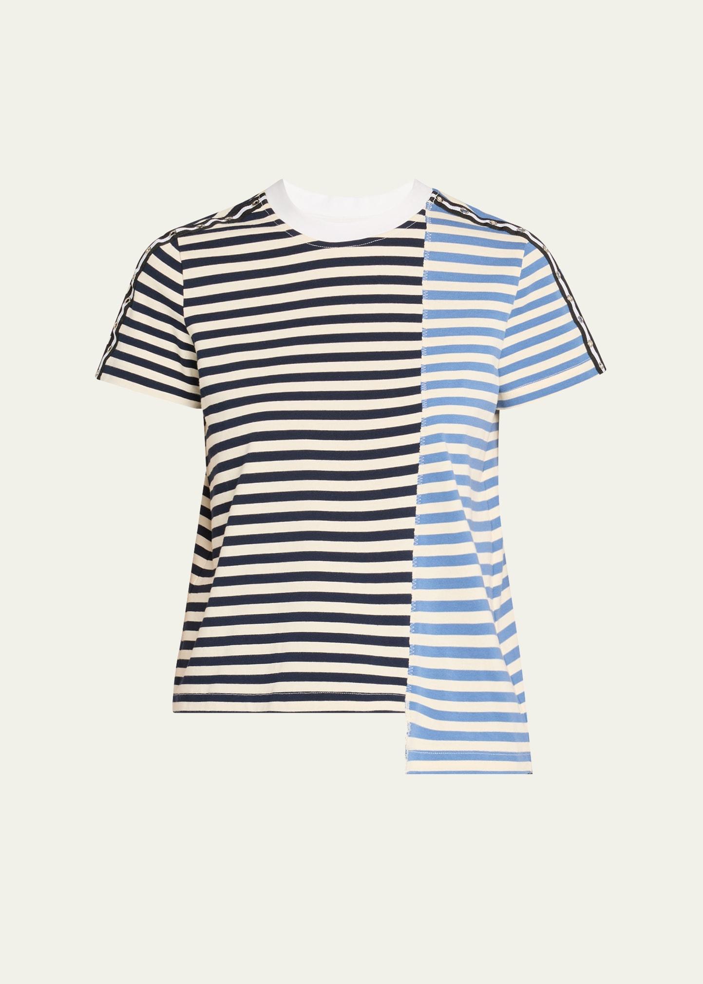 stripe patchwork crewneck t-shirt