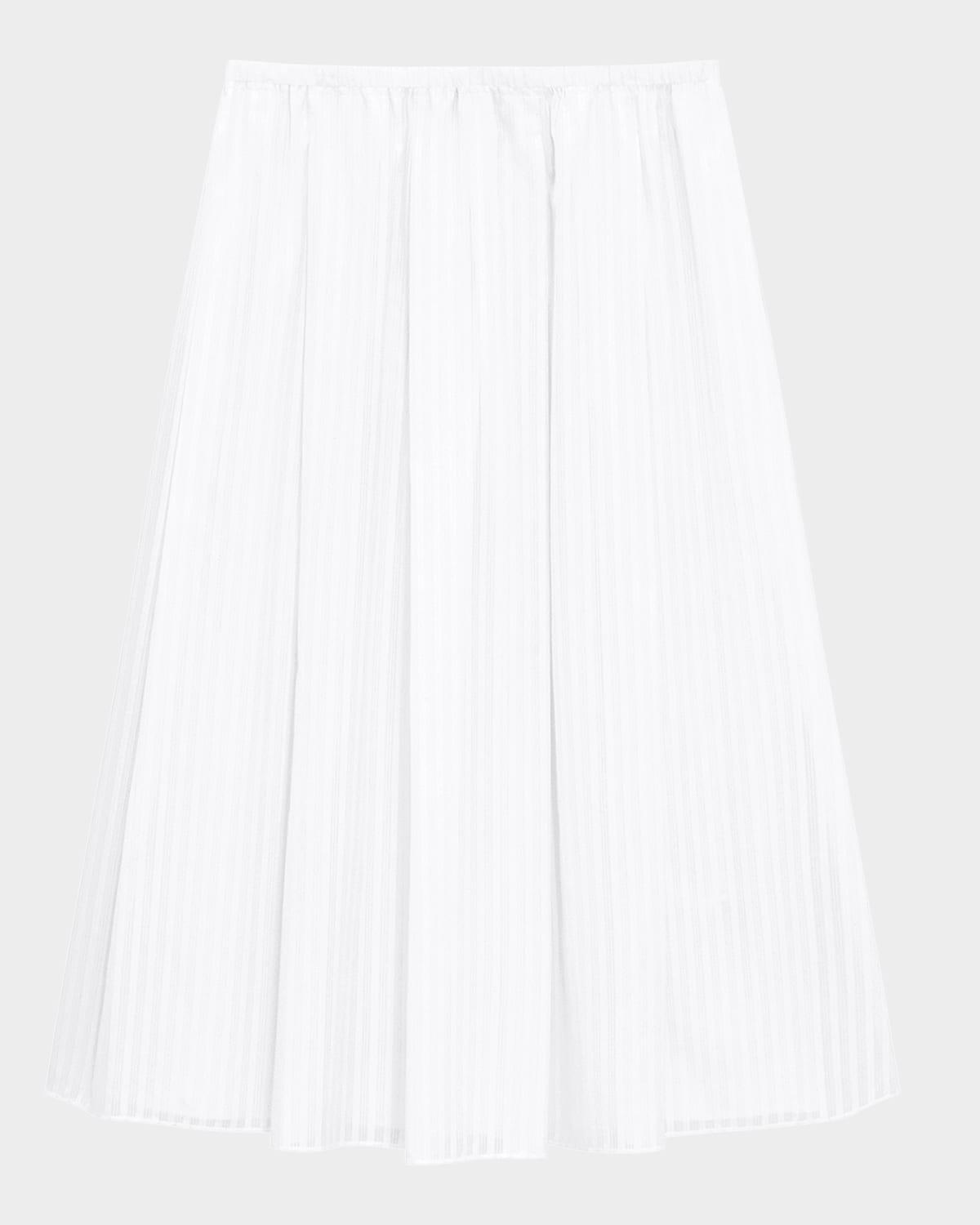 stripe pleated midi skirt