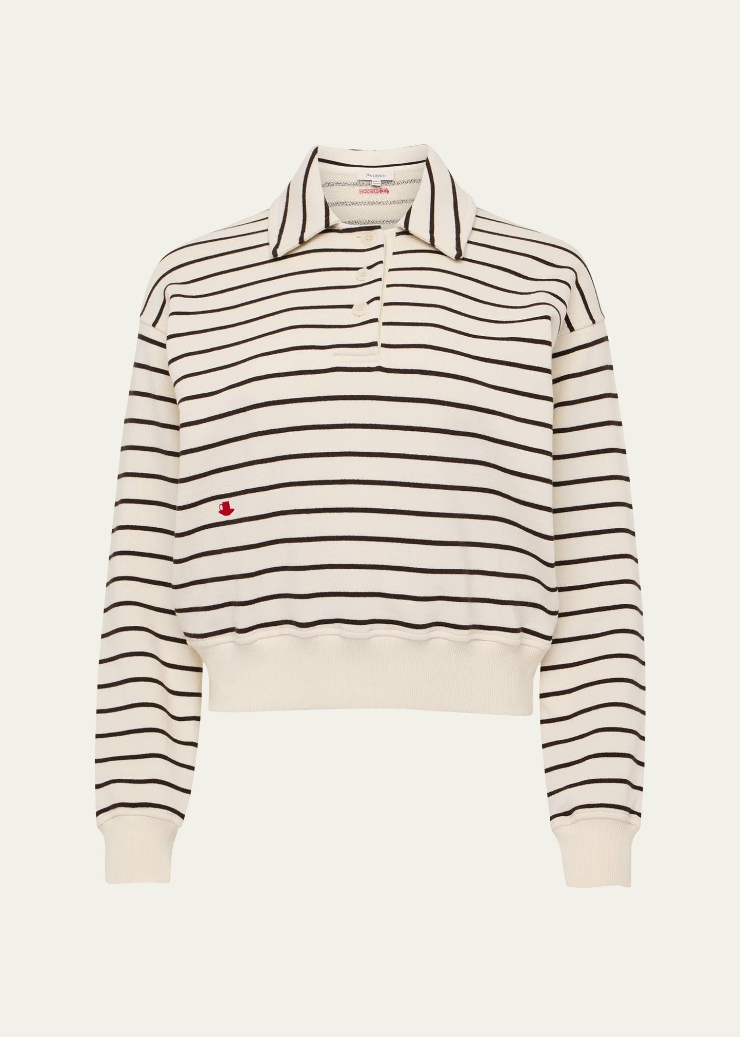 stripe polo sweatshirt