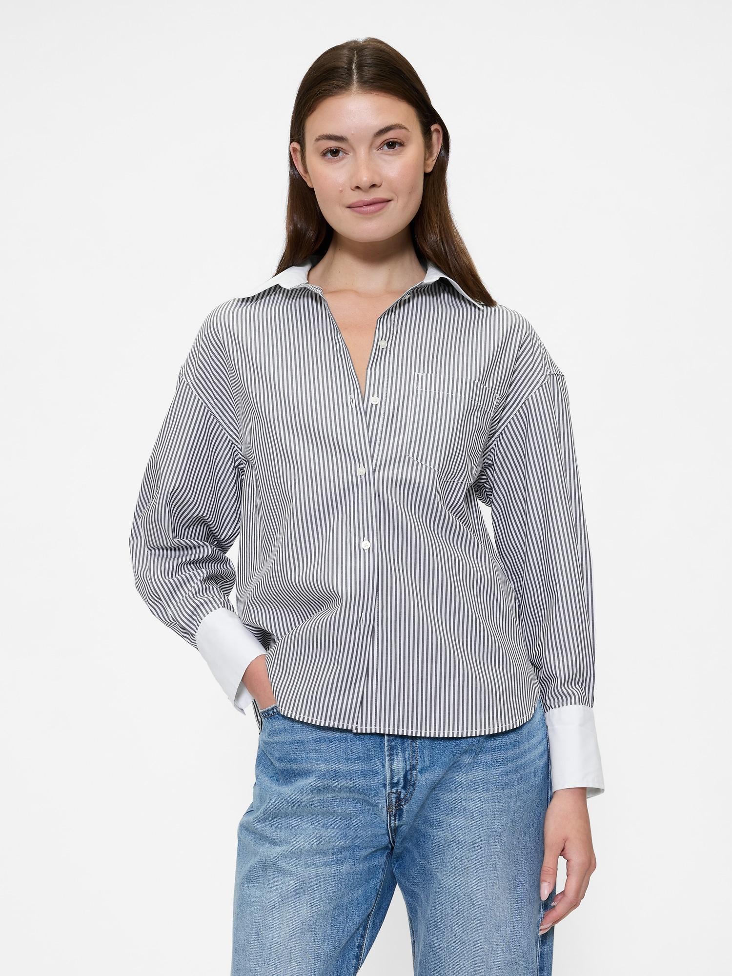 stripe poplin big shirt