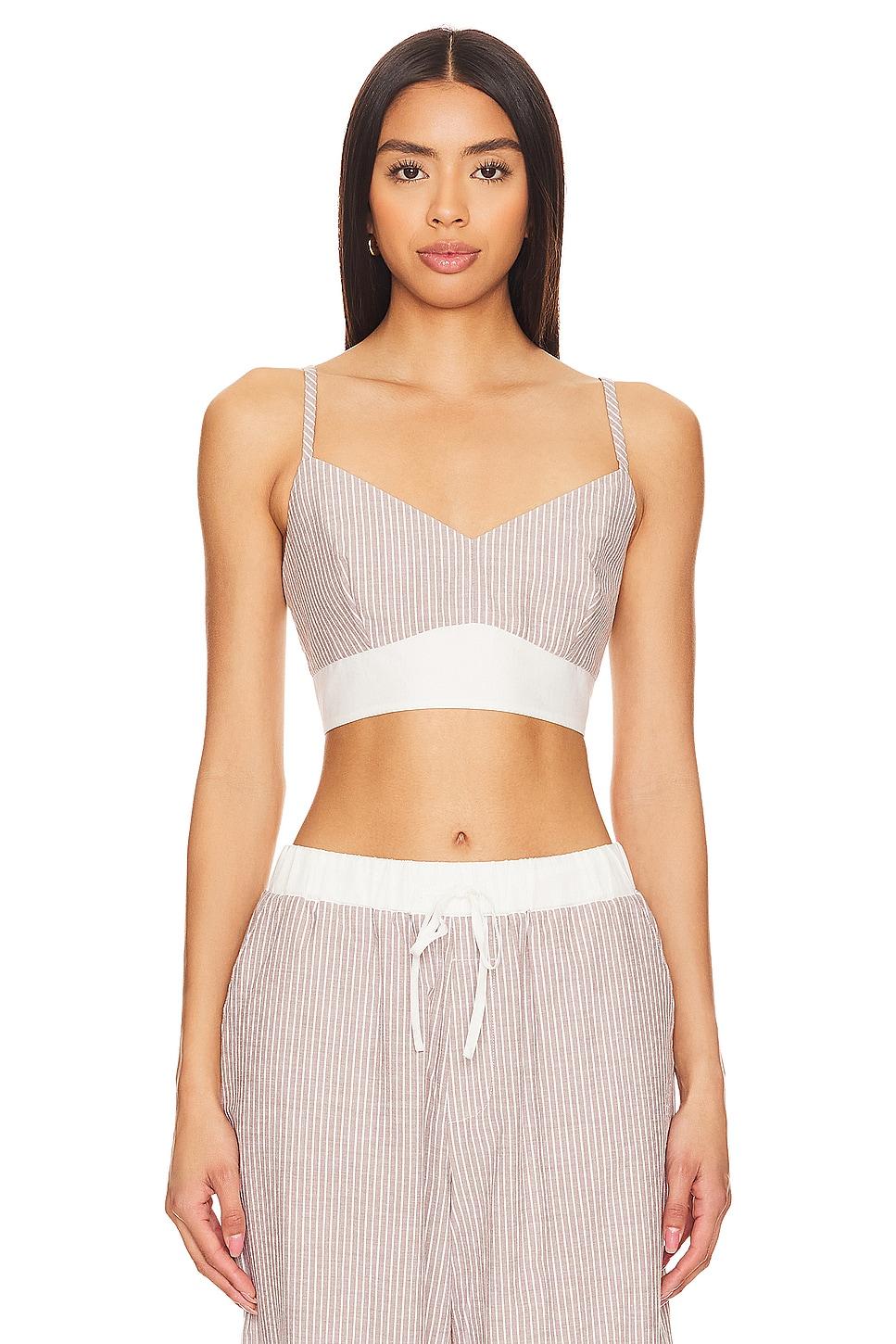 stripe poplin bralette top