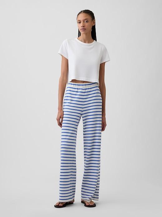stripe pull-on pants